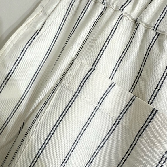 Jenni Kayne White and Blue Pinstripe Straight Leg Viscose Cotton Bianca Pants - Picture 13 of 14